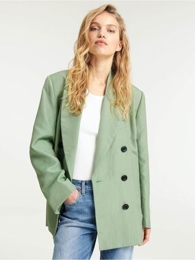 Dorothee Schumacher Summer Cruise Blazer Jacket Size Medium NWT Muted Sage